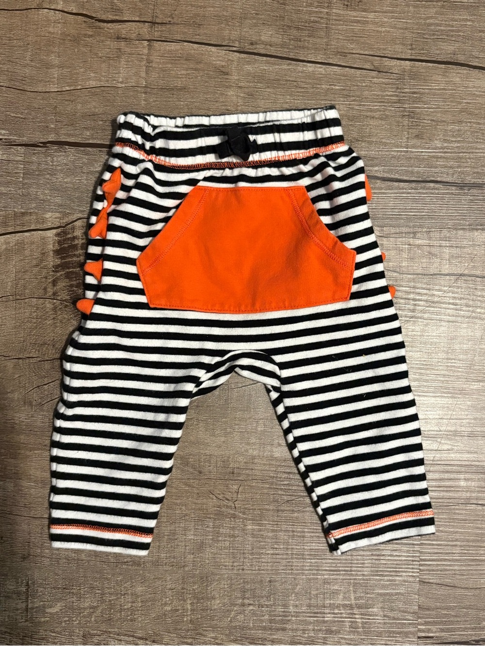 Cat & Jack Black and White Striped Joggers with Orange Pocket